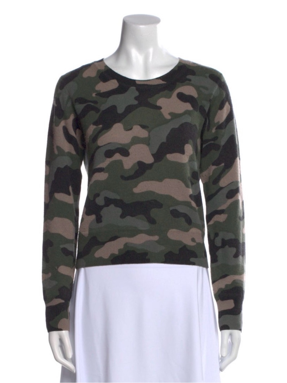 Naadam 100% Cashmere Camo Sweater S Green Camouflage Crewneck